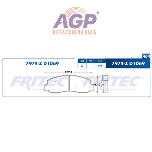 BALATA  DELANTERA FORD TRUCK F200 2005-2006, FORD TRUCK F-250 SUPER DUTY 2005- (FRI-SPC7974Z) - REFACCIONARIAS AGP