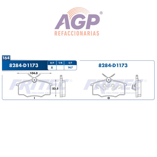 BALATA  DELANTERA CHEVROLET TRUCK CHEVY PICKUP 1999-2003, VOLKSWAGEN POINTER 1 (FRI-SPC8284Z)