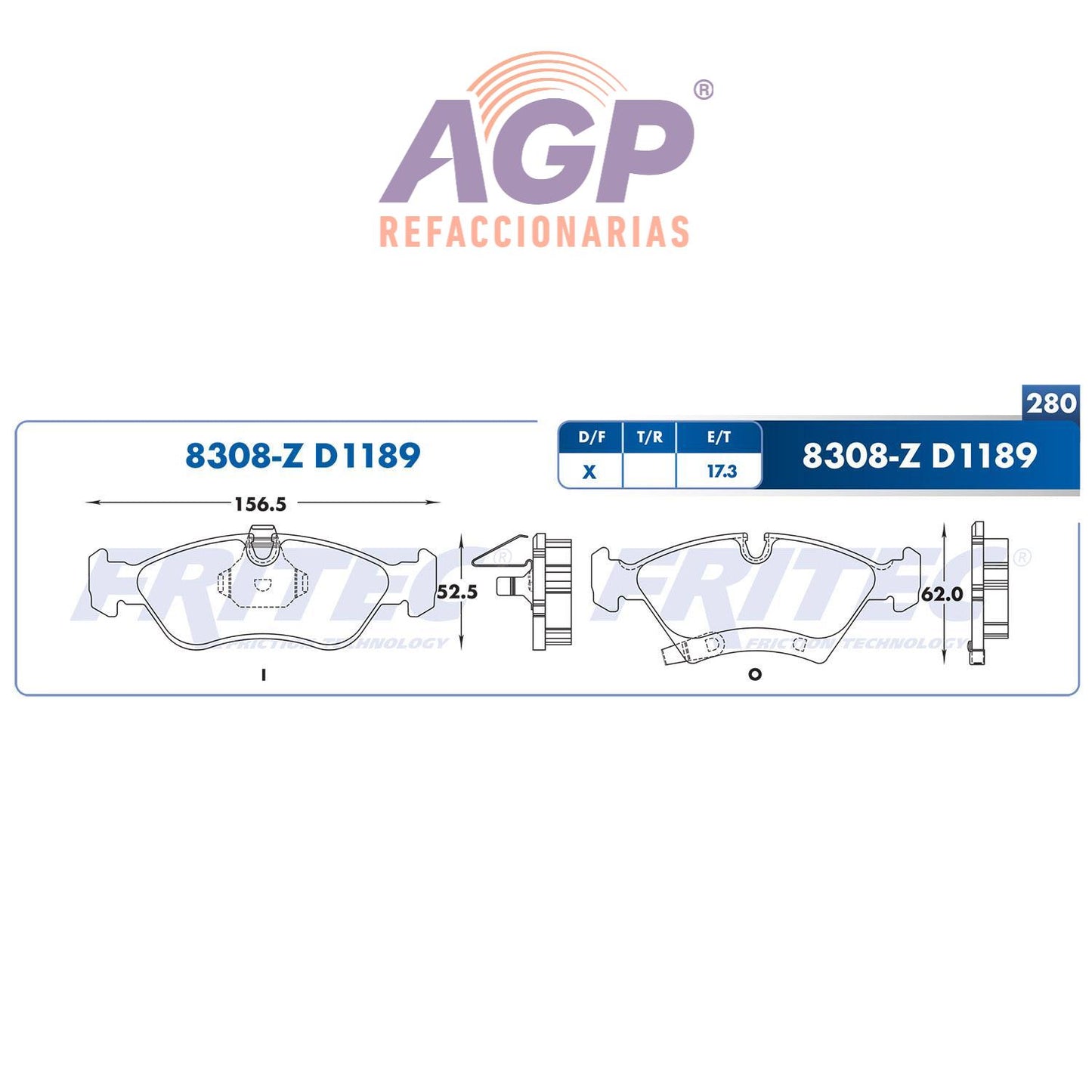 BALATA  DELANTERA CHEVROLET TRUCK MERIVA 2003-2008 (FRI-SPC8308Z)
