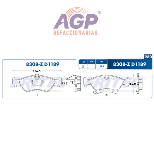 BALATA  DELANTERA CHEVROLET TRUCK MERIVA 2003-2008 (FRI-SPC8308Z)
