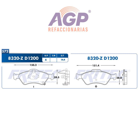 BALATA  DELANTERA HONDA FIT 2004-2006 (FRI-SPC8320Z) - REFACCIONARIAS AGP