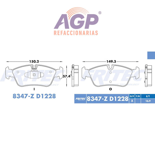 BALATA  DELANTERA BMW 120I 2007-2011, 318I 2007-2011 (FRI-SPC8347Z)