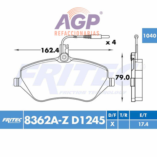 BALATA  DELANTERA PEUGEOT 407 2006-2009 (FRI-SPC8362AZ)