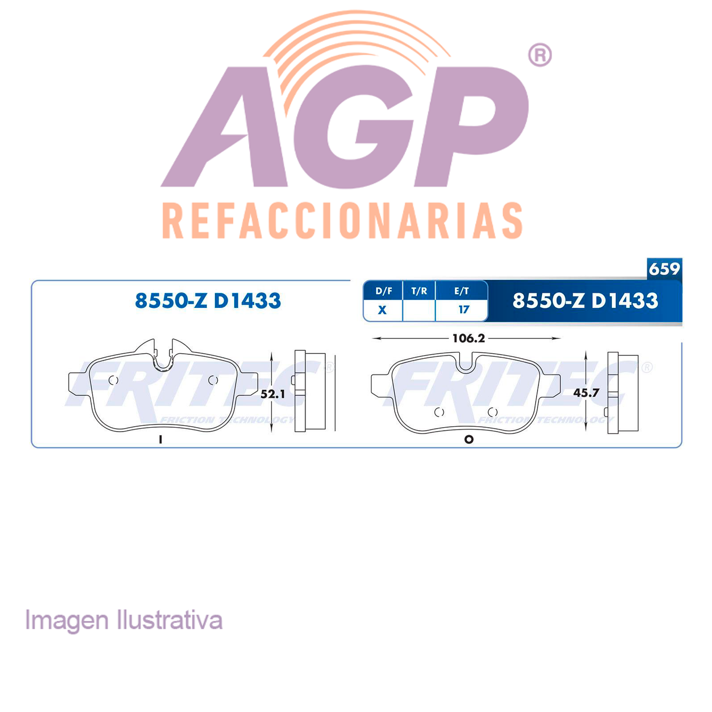 BALATA  TRASERA BMW Z4 09-11, Z4 SDRIVE28I 12-16, Z4 SDRIVE35I 12-16 (FRI-SPC8550Z)