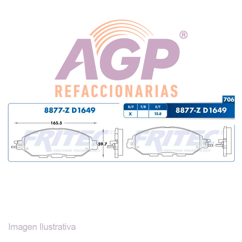BALATA  DELANTERA NISSAN PATHFINDER 13-18, INFINITI QX60 14-18 (FRI-SPC8877Z)