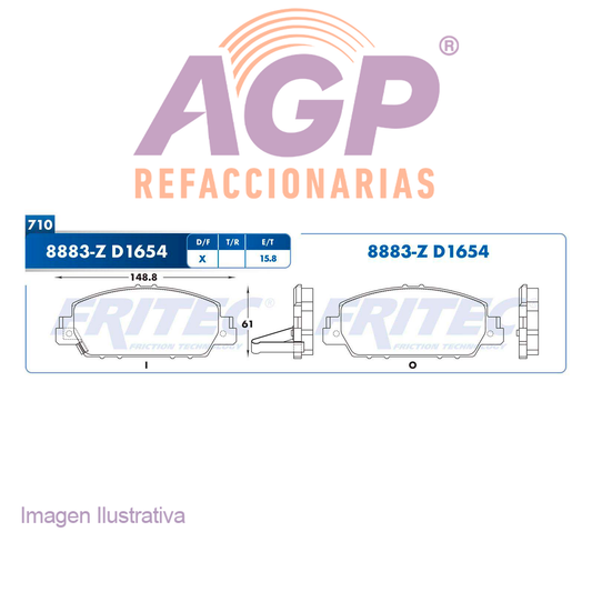 BALATA  DELANTERA HONDA HR-V 2016-2017, HONDA ACCORD 13-15, HONDA ACCORD EX 20 (FRI-SPC8883Z)