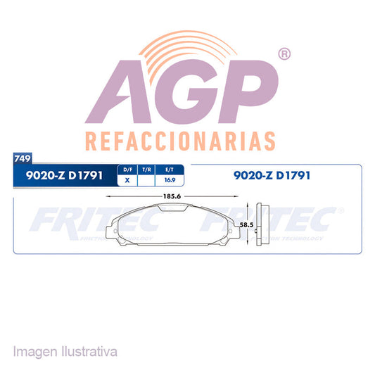 BALATA  DELANTERA FORD MUSTANG 2015-2018 (FRI-SPC9020Z)