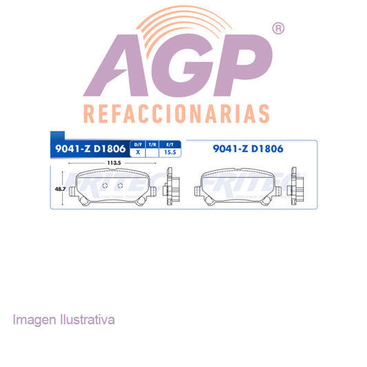 BALATA  TRASERA CHEVROLET COLORADO 2016-2019 (FRI-SPC9041Z)