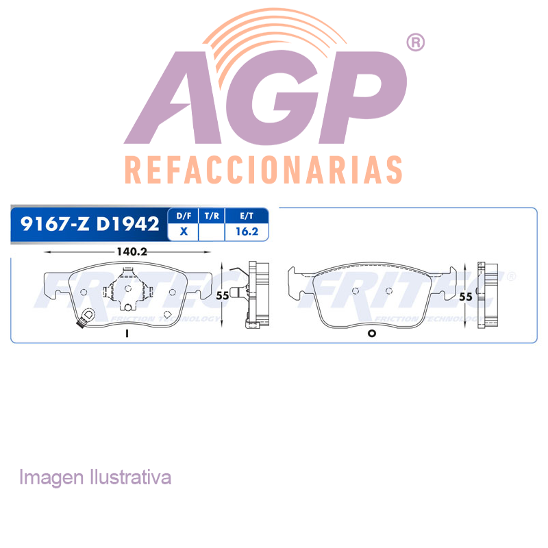 BALATA  DELANTERA CHEVROLET AVEO 2018-2019 (FRI-SPC9167Z)