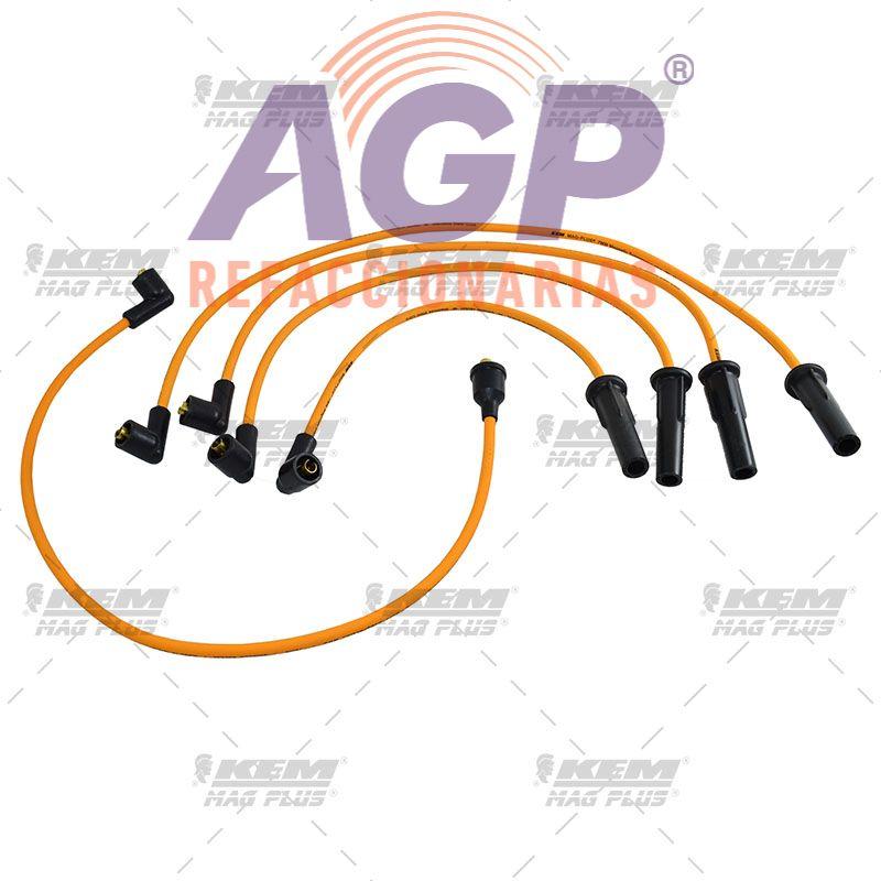 CABLES PARA BUJIAS MAG-PLUS  NISSAN 4 CIL. 1.6L.TSURU III  FUEL INJECTION 8 VALVULAS (TAPA ROJA) 1993-1994 - REFACCIONARIAS AGP