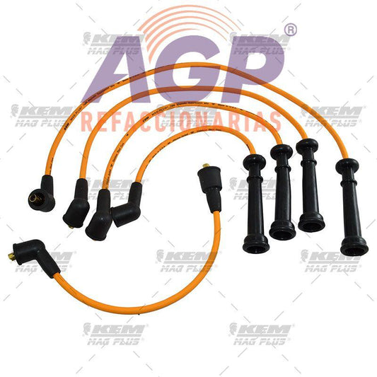 CABLES PARA BUJIAS MAG-PLUS  NISSAN 4 CIL. 1.6 LTS. TSURU CARBURADO 8V 1992 CAPUCHON ORIGINAL