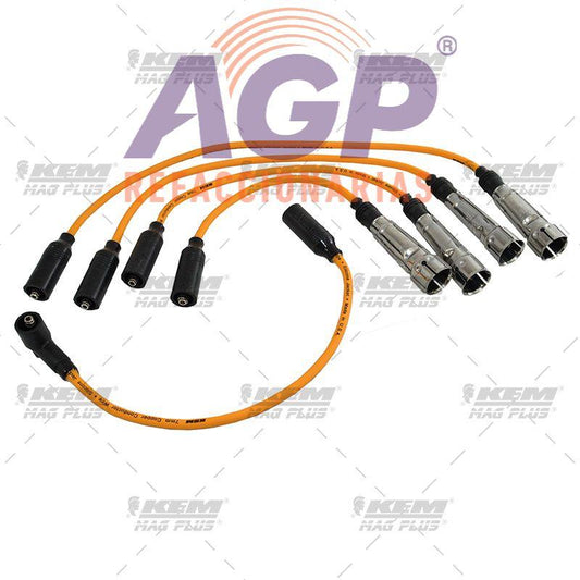 CABLES PARA BUJIAS MAG-PLUS  VW 4 CIL. 1.8 LTS. COMBI ENCENDIDO ELECTRONICO 1990-1994.(DISEÑO ORIGINAL CON BRINCADOR)