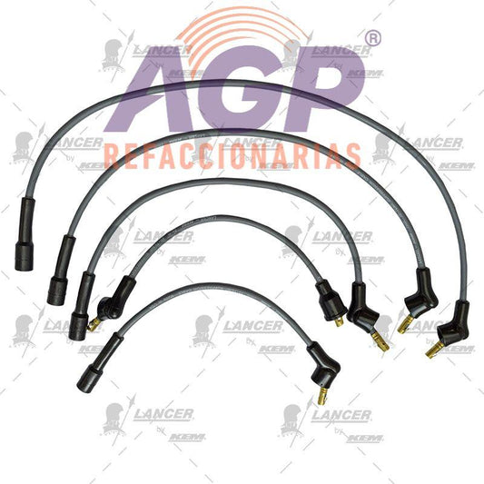 CABLES PARA BUJIAS NISSAN 4 CIL. 1500, 1600 C.C. TSURU I, TSURU II HASTA 1991. CAPUCHON CORTO