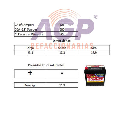 ACUMULADOR GONHER  G-42R POL INV