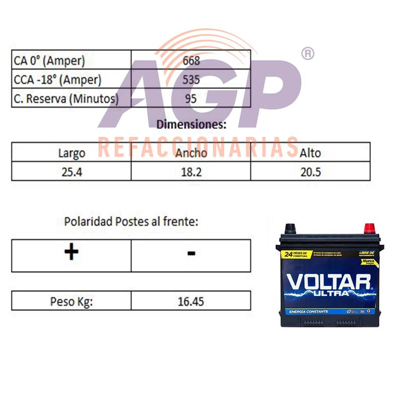 ACUMULADOR VOLTAR V-34/78 - REFACCIONARIAS AGP