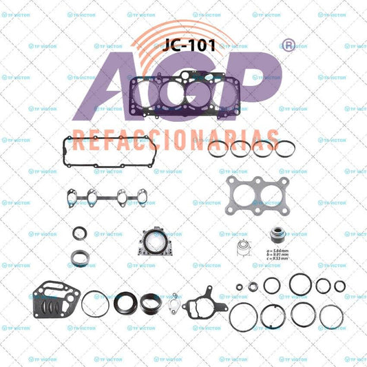EMPAQUE JUEGO COMPLETO VW DERBY L4 1.6 8V 01-08 - SEAT IBIZA - CORDOBA L4 1.6 8V 01-05