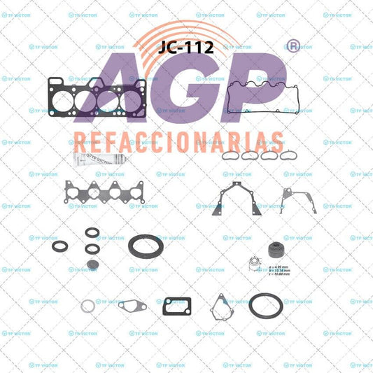 EMPAQUE JUEGO COMPLETO DODGE VERNA L4 1. 5 04-06 - HYUNDAI ACCENT L4 1.5 SOHC 95-03 - SCOUPE L4 1.5 SOHC 93-95.
