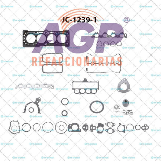 EMPAQUE JUEGO COMPLETO CHEV. AVEO L4 1.6 06-08 - AVEO5 L4 1.6 07-08 - PONTIAC G3 L4 1.607-13 - WAVE L4 1.6 06-08 - WAVE5 L4 1.6 06-07 VIN 6 CON DIAMETRO DE CILINDRO DE 79 MM