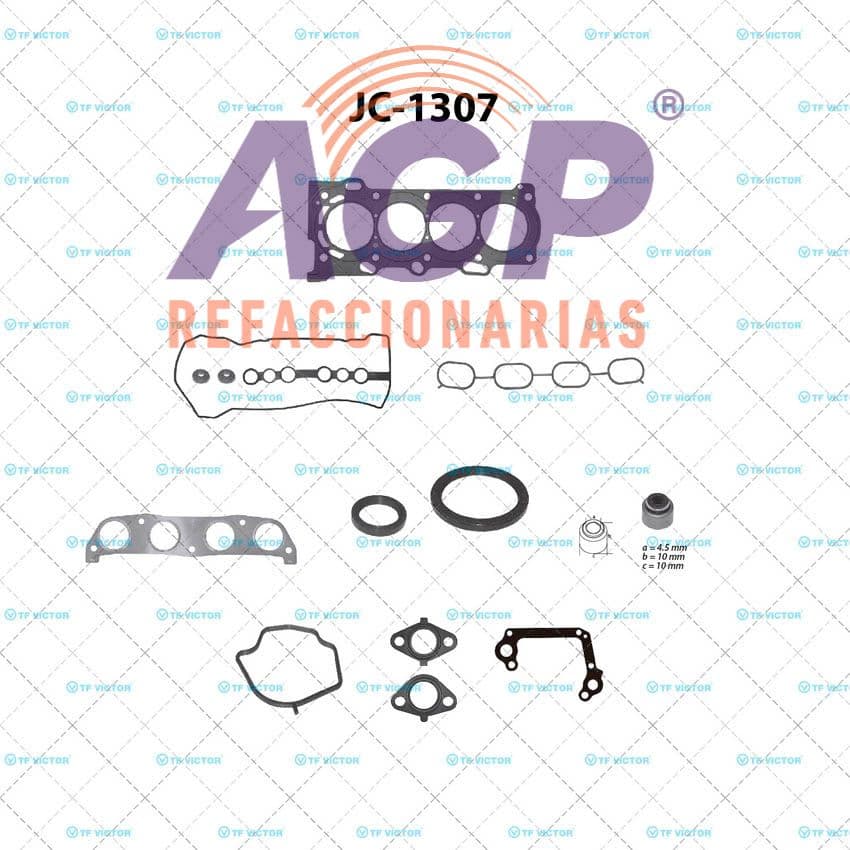 EMPAQUE JUEGO COMPLETO TOYOTA CELICA L4 1.8 00-05 - COROLLA L4 1.8 03-08 - MATRIX L4 1.8 03-08 - MR2 SPYDER L4 1.8 00-05.