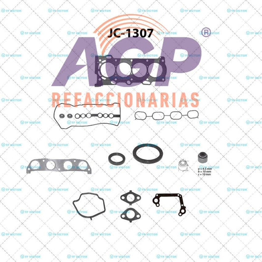 EMPAQUE JUEGO COMPLETO TOYOTA CELICA L4 1.8 00-05 - COROLLA L4 1.8 03-08 - MATRIX L4 1.8 03-08 - MR2 SPYDER L4 1.8 00-05.