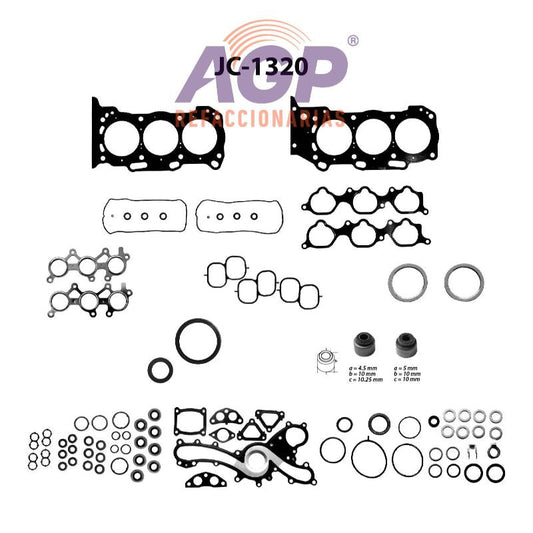 EMPAQUE JUEGO COMPLETO TOYOTA V6 3.5 1MZFE - 2GRFE 24V CAMRY 03-04 - SIENNA 98-00