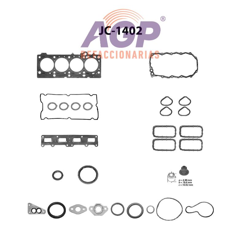 EMPAQUE JUEGO COMPLETO CHRYSLER PT CRUSIER L4 2.4 16V DOHC 02-05