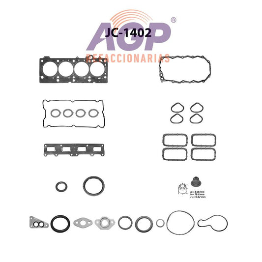 EMPAQUE JUEGO COMPLETO CHRYSLER PT CRUSIER L4 2.4 16V DOHC 02-05
