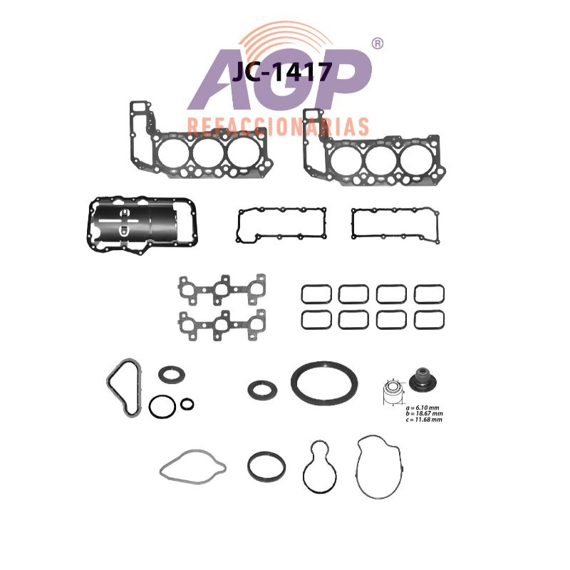 EMPAQUE JUEGO COMPLETO DODGE DAKOTA V6 3.7 04-07 - DURANGO V6 3.7 04-07 - NITRO V6 3.7 07 - RAM 1500 V6 3.7 02-07 - JEEP COMMANDER V6 3.7 06-07 - GRAN CHEROKEE V6 3.7 05-07 - LIBERTY V6 3.7 02-08 - M
