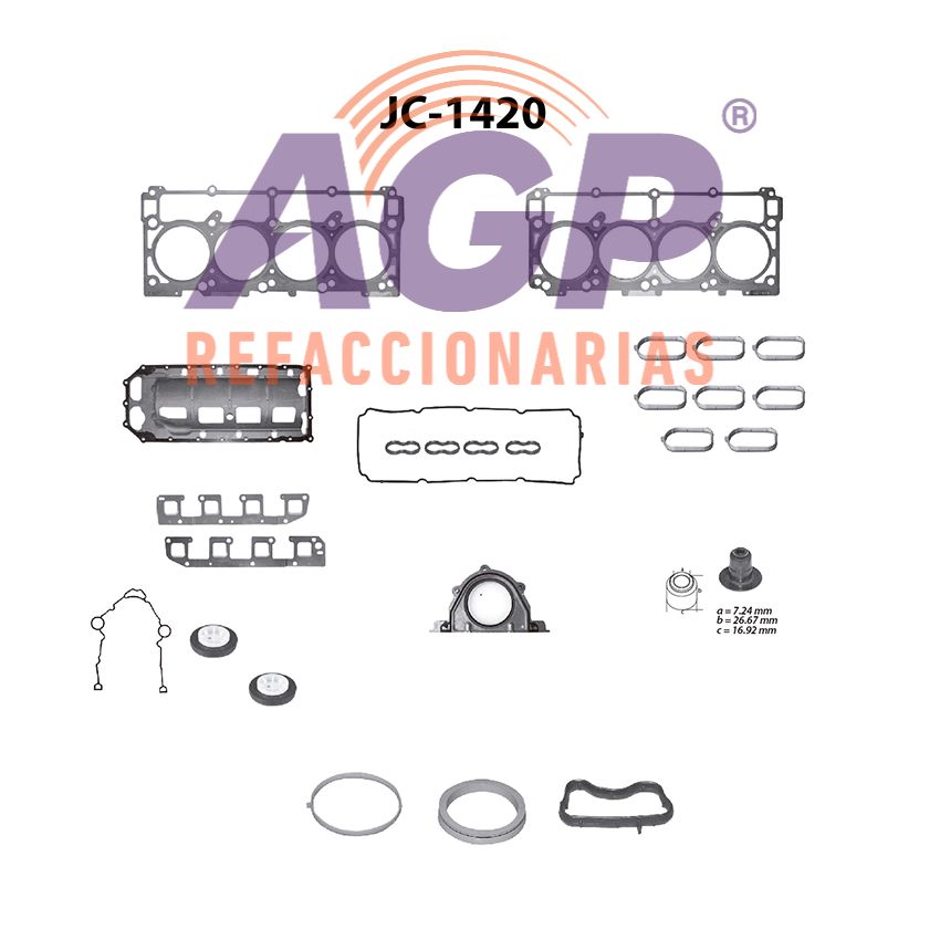 EMPAQUE JUEGO COMPLETO CHRYS. 300 V8 5.7 05-06 - CHARGER V8 5.7 06 - DURANGO V8 5.7 04-06 - MAGNUM V8 5.7 05-06 - RAM 1500 V8 5.7 03-06 - RAM 2500 V8 5.7 03-06 - RAM 3500 V8 5.7 03-06 - JEEP COMMANDE