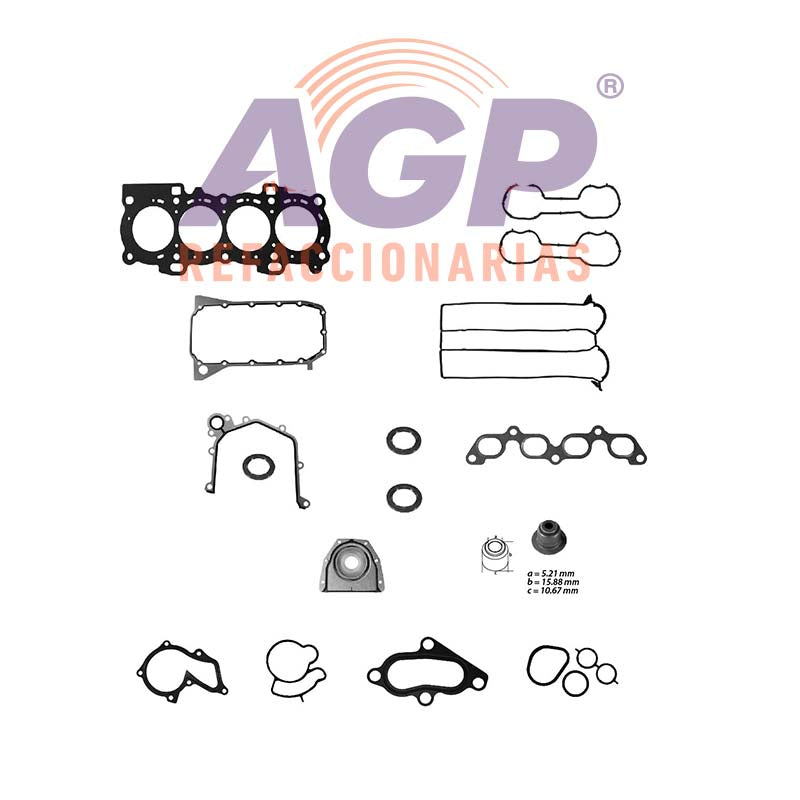 EMPAQUE JUEGO COMPLETO FORD FIESTA L4 1.4 16V DOHCZETEC98-01