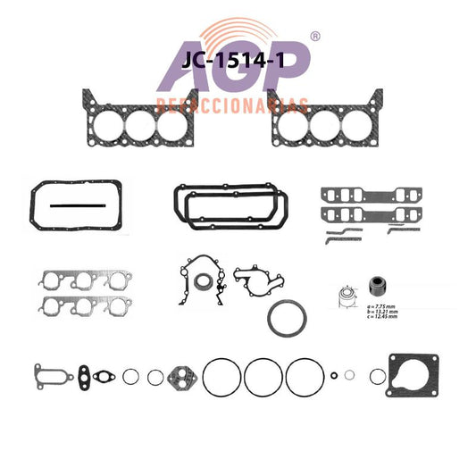EMPAQUE JUEGO COMPLETO FORD V6 3.8 88-93 SUP.CARGADO COUGAR - THUNDERBIRD