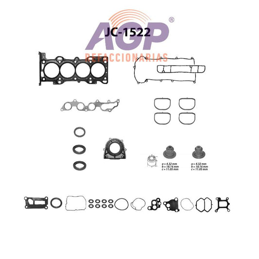 EMPAQUE JUEGO COMPLETO FORD MONDEO L4 2.0 01-07 - RANGER L4 2.3 01-08 MOTOR ARGENTINO - MAZDA B2300 L4 2.3 01-03