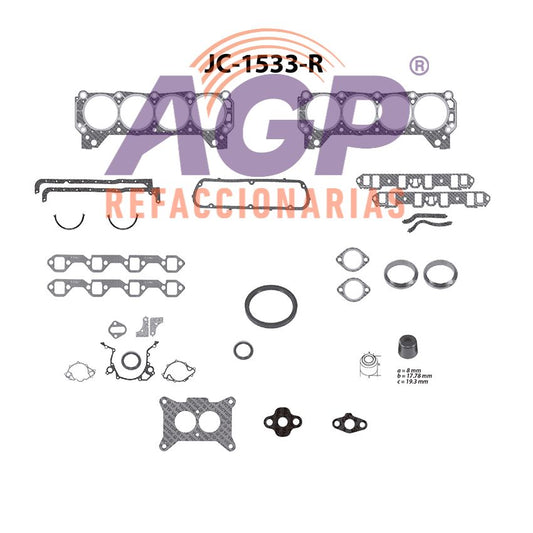 EMPAQUE JUEGO COMPLETO FORD PICK-UP F150   F250   F350 V8 302 84-89 RETEN.