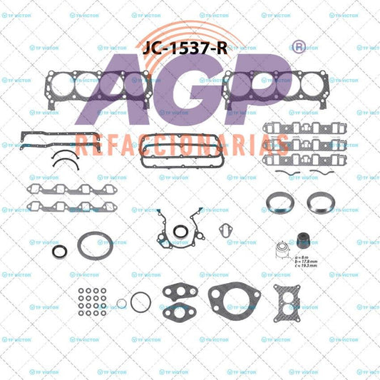 EMPAQUE JUEGO COMPLETO FORD V8 5.8 351W 335MEX 84-91 RETEN PICK-UP F250  F350 - GRAN MARQUIS - ECONOLINE E150  E250 - BRONCO - LTD