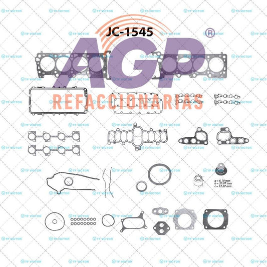 EMPAQUE JUEGO COMPLETO FORD TRITON F350 V8 5.4 97-99 MULT.ADM.GOTA