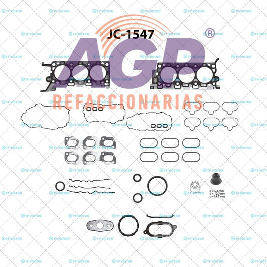 EMPAQUE JUEGO COMPLETO FORD FUSION V6 3.0 24V DOHC 06-13 - MILAN V6 3.0 24V DOHC 06-09 - LINCOLN ZEPHYR V6 3.0 24V DOHC 06-10 - MAZDA 6 V6 3.0 03-08 VIN 1