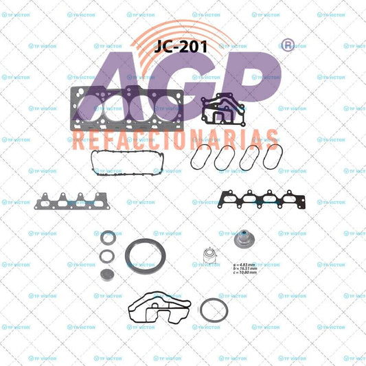 EMPAQUE JUEGO COMPLETO NISSAN L4 1.6 16V K4M PLATINA 02-10 - APRIO 07-11 - RENAULT CLIO 00-10