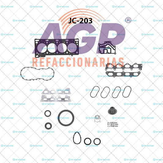 EMPAQUE JUEGO COMPLETO RENAULT L4 2.0L 1997CC DOHC 16V F4R 740