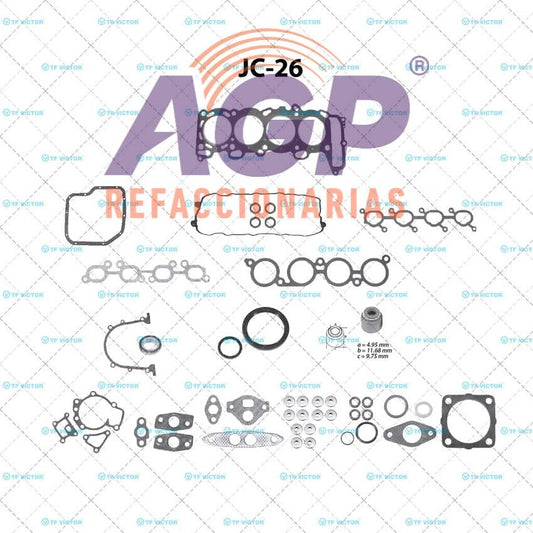 EMPAQUE JUEGO COMPLETO NISSAN GSR2000 L4 2.0 SR20DE 16V 95-01