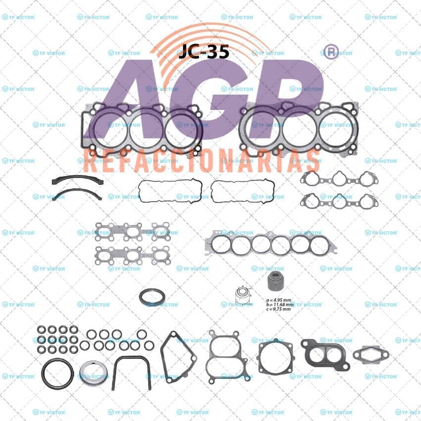 EMPAQUE JUEGO COMPLETO INFINITI G35 V6 3.5 24V DOHC VQ35DE05-07 - I35 V6 3.5 24V DOHC VQ35DE02-04 - NISSAN ALTIMA V6 3.5 24V DOHC VQ35DE 02-06 - MAXIMA V6 3.5 24V DOHC VQ35DE 02-13 - MURANO V6 3.5 24