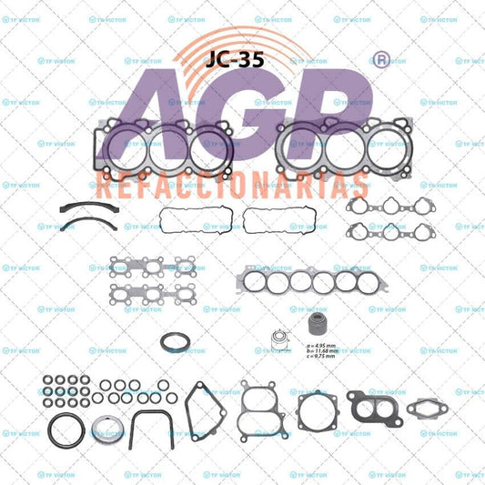 EMPAQUE JUEGO COMPLETO INFINITI G35 V6 3.5 24V DOHC VQ35DE05-07 - I35 V6 3.5 24V DOHC VQ35DE02-04 - NISSAN ALTIMA V6 3.5 24V DOHC VQ35DE 02-06 - MAXIMA V6 3.5 24V DOHC VQ35DE 02-13 - MURANO V6 3.5 24