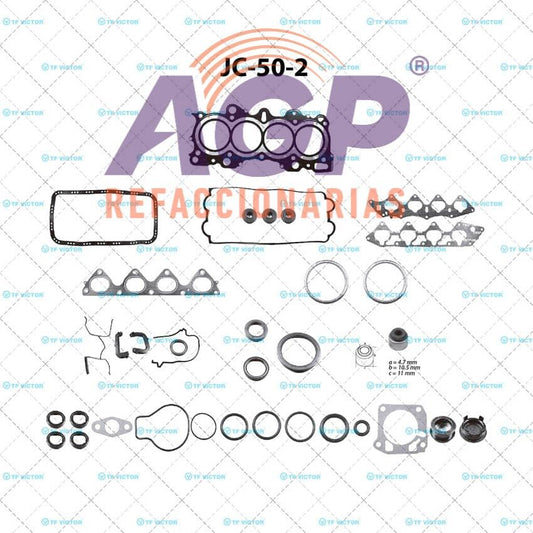 EMPAQUE JUEGO COMPLETO HONDA L4 1.6L CIVIC 99-00 - CIVIC DEL SOL 94-97 - ACURA INTEGRA 1.8L 97-01.