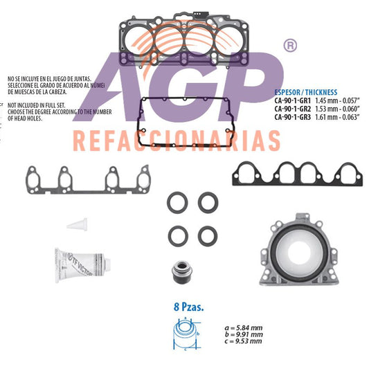 EMPAQUE JUEGO COMPLETO VW EUROVAN L4 1.9 TDI DIESEL 06-10