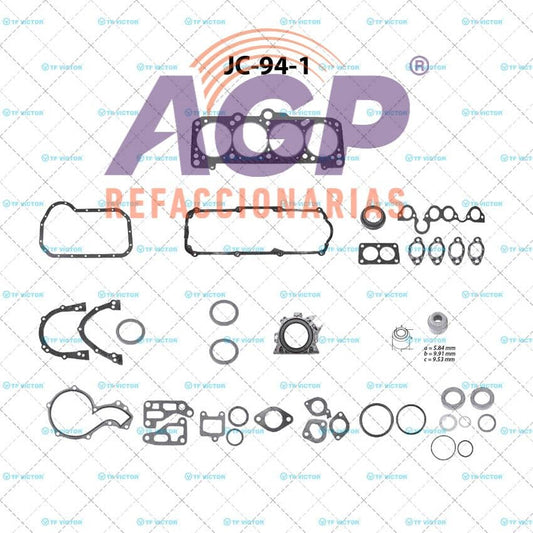 EMPAQUE JUEGO COMPLETO VW PONTER L4 1.8 05-08 CAMIONETA VAN  INCLUYE RETEN CON SENSOR DE POSICION