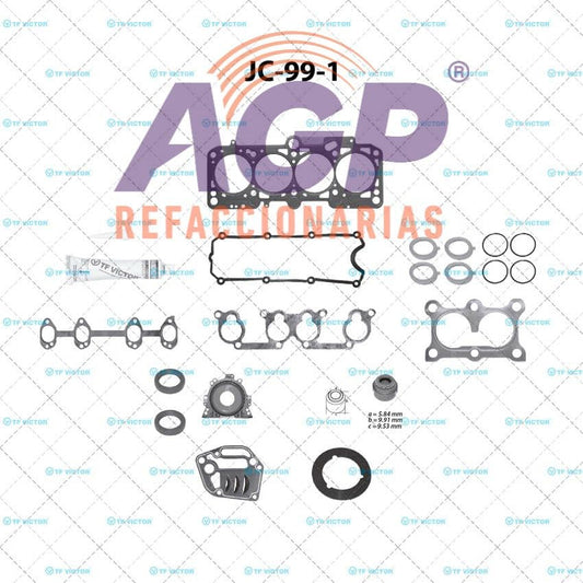 EMPAQUE JUEGO COMPLETO SEAT CORDOBA L4 2.0 00-05 - IBIZA L4 2.0 00-05. JC-99-1 EGP - VW BEETLE L4 2.0 00-05 - GOLF L4 2.0 00-05 - JETTA A4 L4 2.0 00-05 - POLO L4 2.0 00-05.