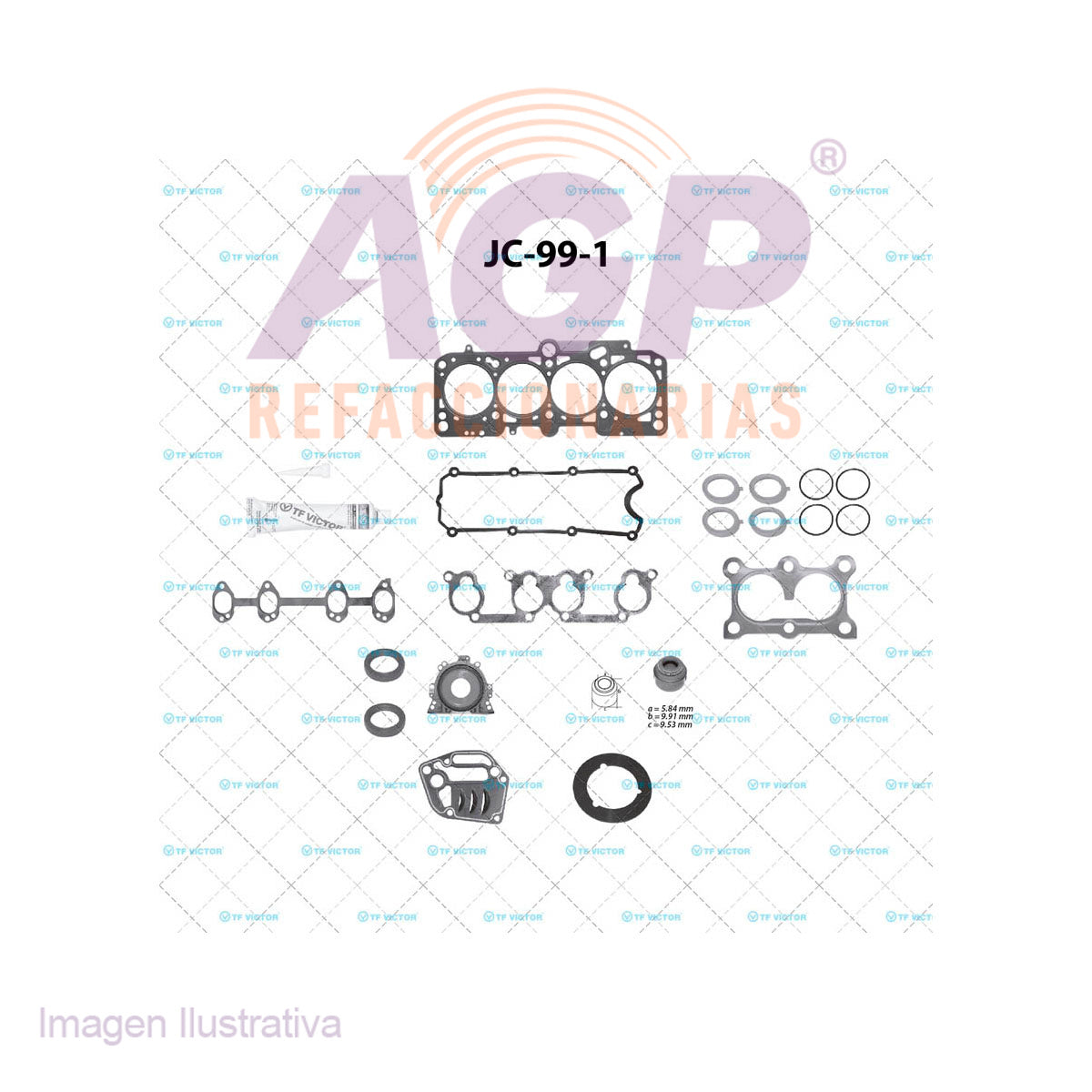 EMPAQUE JUEGO COMPLETO SEAT CORDOBA L4 2.0 (00-05) - IBIZA L4 2.0 (00-05). JC-99-1 EGP - VW BEETLE L4 2.0 (00-05) - GOLF L4 2.0 (00-05 - JETTA A4 L4 2.0 (00-05) - POLO L4 2.