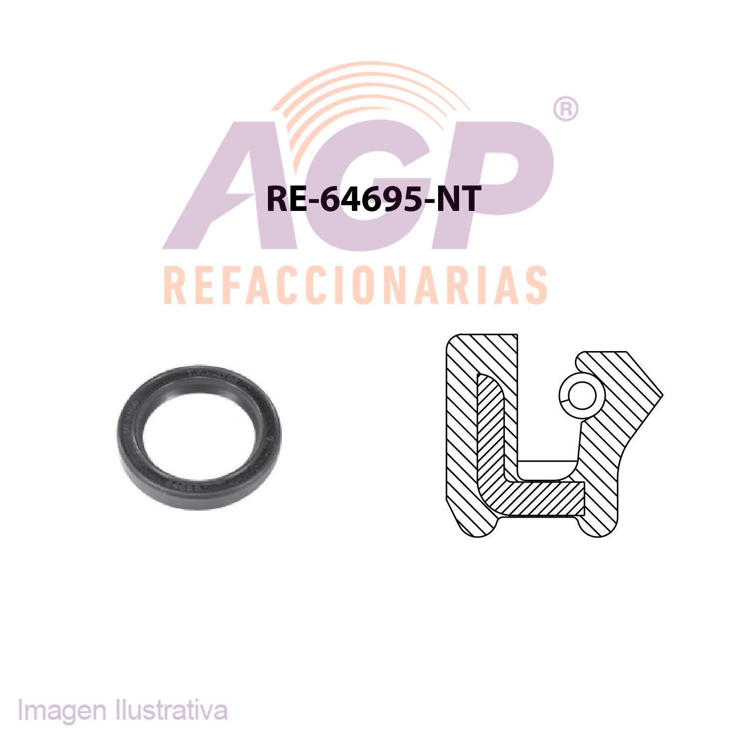 RETEN  CIGUEÑAL RENAULT R8, R10, R12 STAFFETE 1300 TAPA DE DISTRIBUCIÓN (TFV-RE64695NT) - REFACCIONARIAS AGP