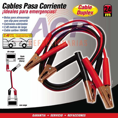 CABLES PASA CORRIENTE, 2.4 MTS, 180 AMP, CALIBRE 10, T  (MIK-C-240-10T)