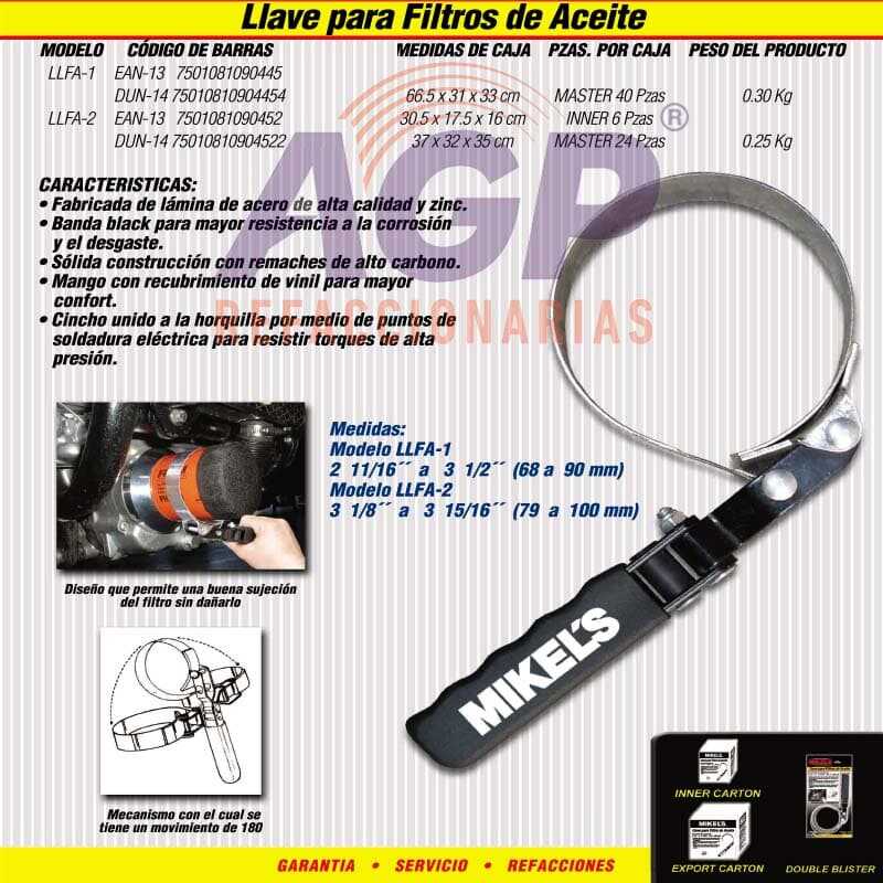 LLAVE PARA FILTRO ACEITE  2 11/16 -  3 1/2
