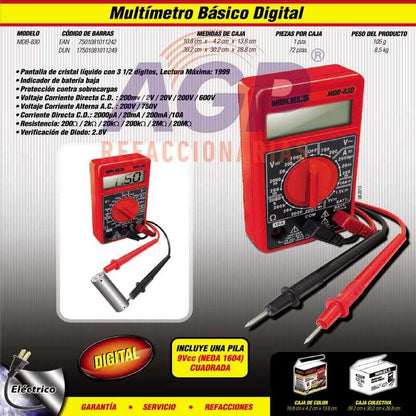 MULTIMETRO DIGITAL BASICO - REFACCIONARIAS AGP